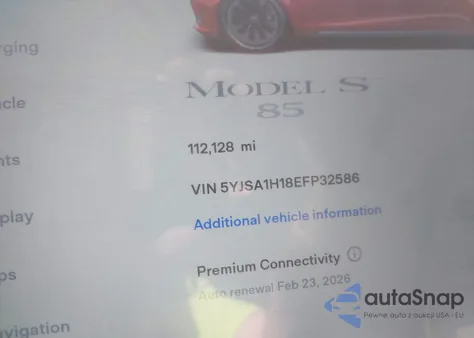 2014 Tesla Model S P85 из США, поврежденный, VIN 5YJSA1H18EFP32586